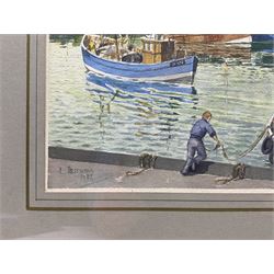 Les Pearson (British 1923-2010): 'Early Morning- Bridlington Harbour', watercolour signed and dated 1986, titled verso 26cm x 37cm 