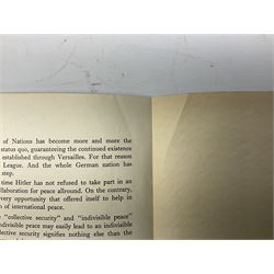 Set of six 1938 German booklets by Terramare Publications comprising No.1 Adolf Hitler by Philip Bouhler, No.2 German Political Profiles by Hans Heinz Sadila-Mantau, No.3 Versailles in Liquidation by Friedrich Grimm, No.4 German Law and Legislation by Erich Schinnerer, No.5 German Labour Service by Fritz Edel and No.6 Social Welfare in Germany by Werner Reher; some illustrated; all with English text (6)
