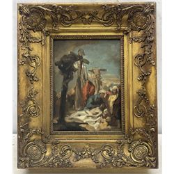 Robert Charles Peter (British 1888-1980): The Descent from the Cross, oil on board signed and inscribed verso 29cm x 21cm