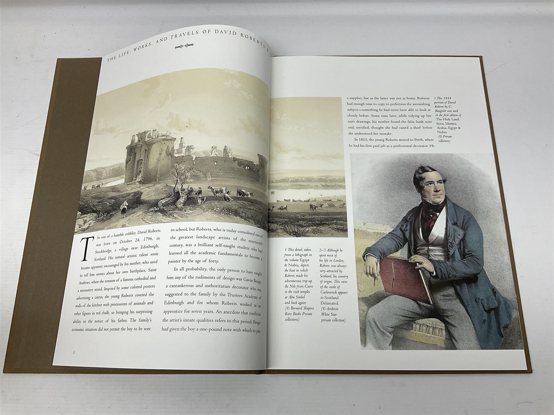 Three volumes on David Roberts in a single slip case, comprising The Life, Works and Travels of David Roberts, The Holy Land and Egypt & Nubia