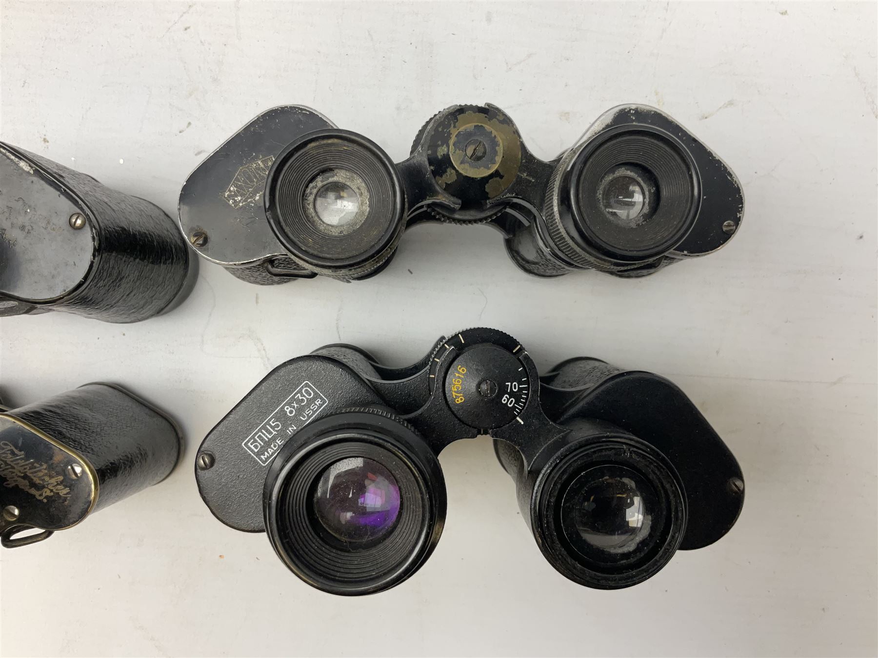 Quantity of binoculars for spares and repair, to include Cogswell & Harrison Primic 8x30, Prinz 8x30, Telstar 35x60, Zeiss Wetzland 8x40 etc