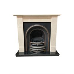 Aurora Dorchester Black Fire suite - granite style surround with cast iron insert, electri...
