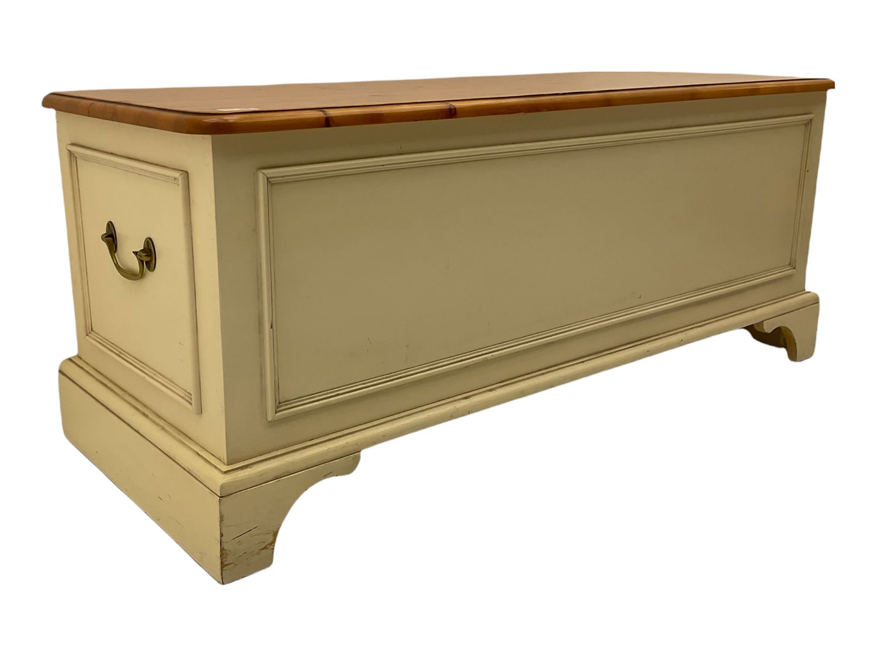 Laura Ashley pine and cream finish blanket box, hinged lid
