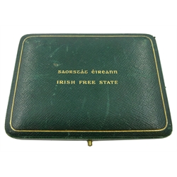  Irish Free State 1928 eight coin set, half crown to farthing, in original green case of issue  