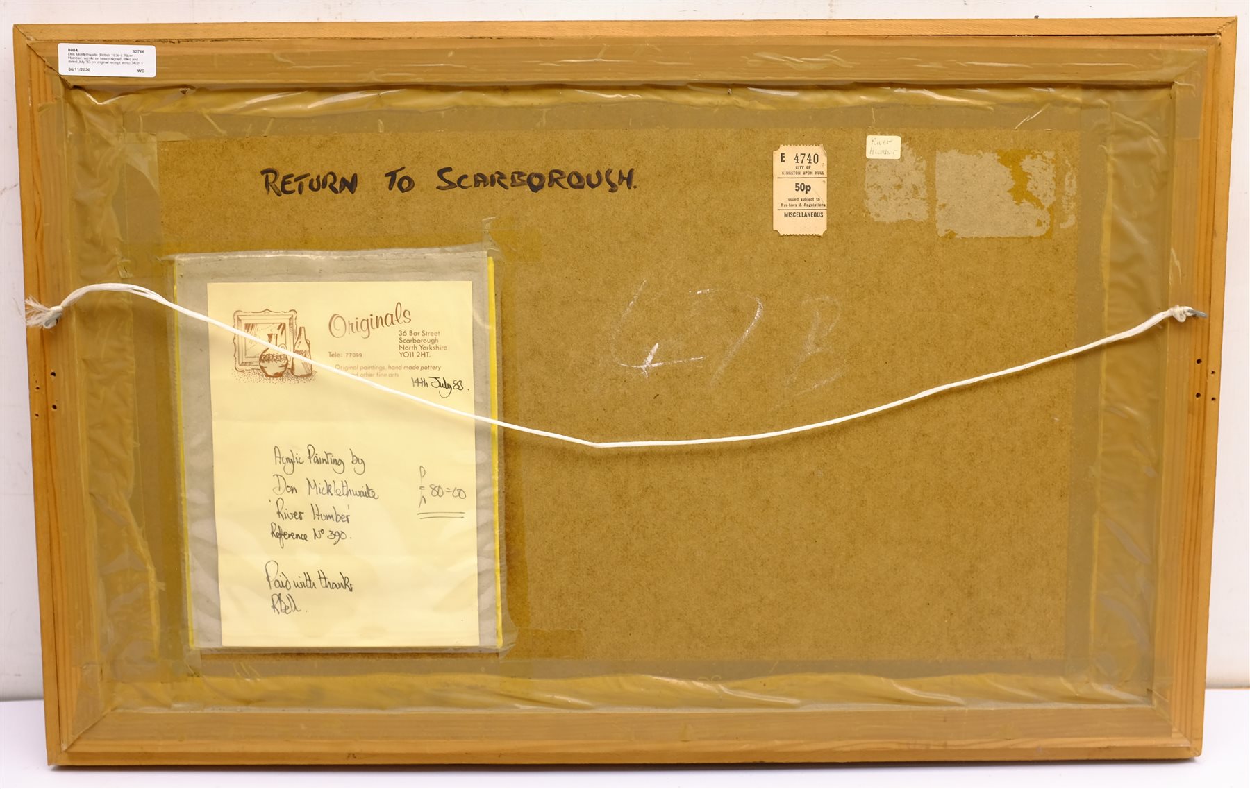 Don Micklethwaite (British 1936-): 'River Humber', acrylic on board signed, titled and dated July '83 on original receipt verso 34cm x 60cm