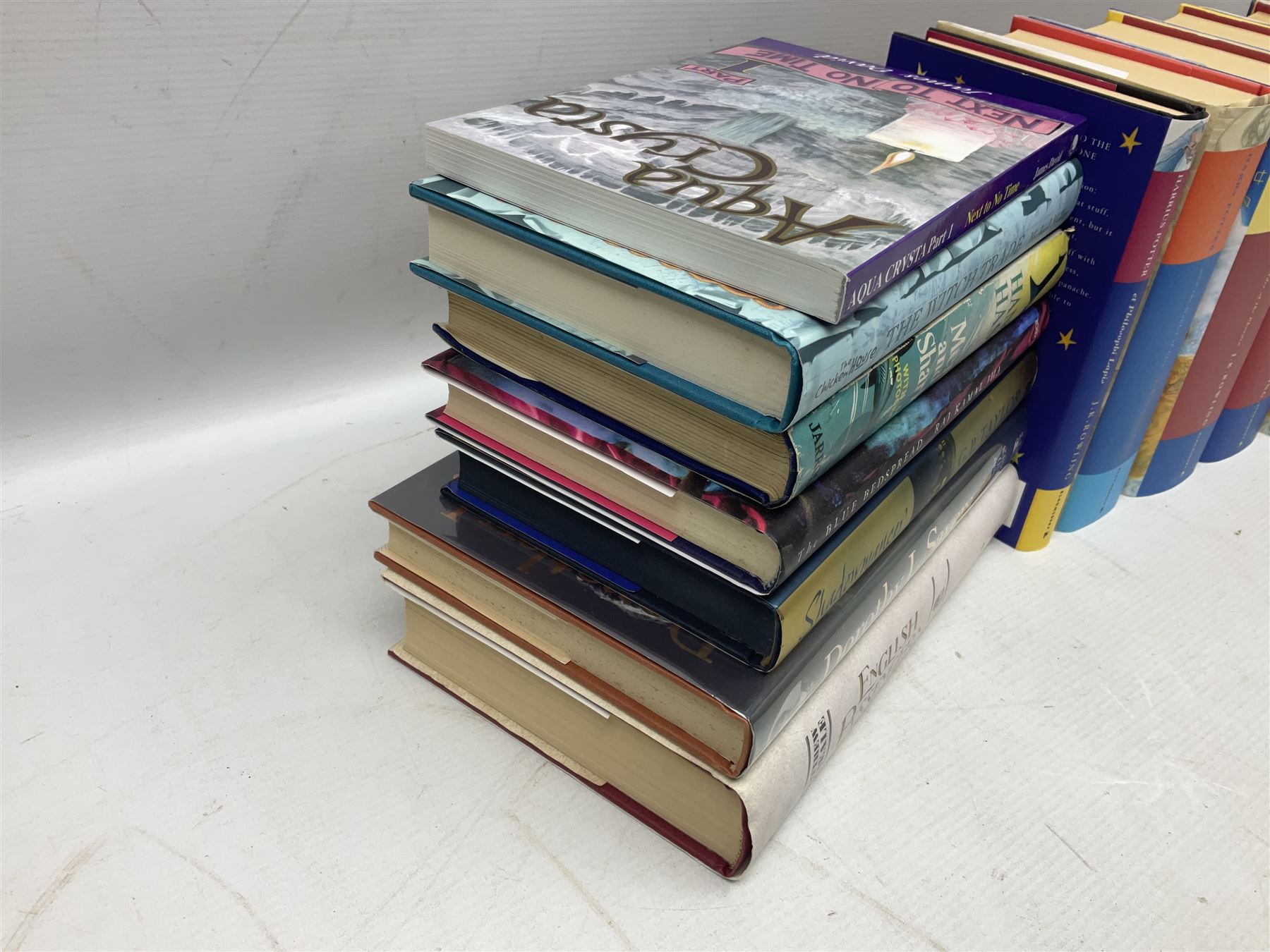 Collection of first edition books, to include J.K. Rowling; Harry Potter and the Goblet of Fire, Harry Potter and the Order of the Phoenix, Harry Potter and the Half Blood Prince, Harry Potter and the Deathly Hallows, Harrius Potter et Philosophi Lapis, G.P.Taylor; Shadowmancer, signed by author, Hans Hass; Men and Sharks, etc (15)    