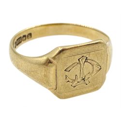 9ct gold signet ring,  Birmingham 1936