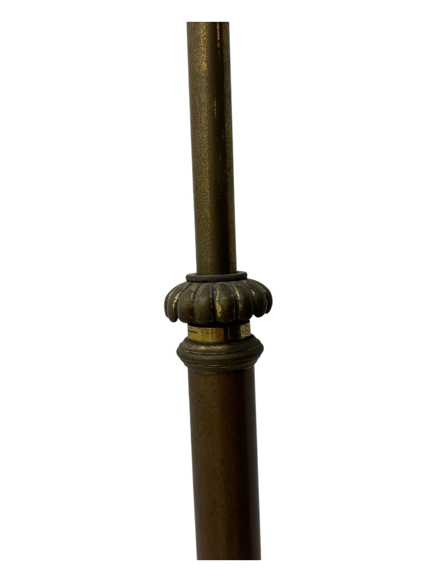 19th century brass floor standing oil lamp 