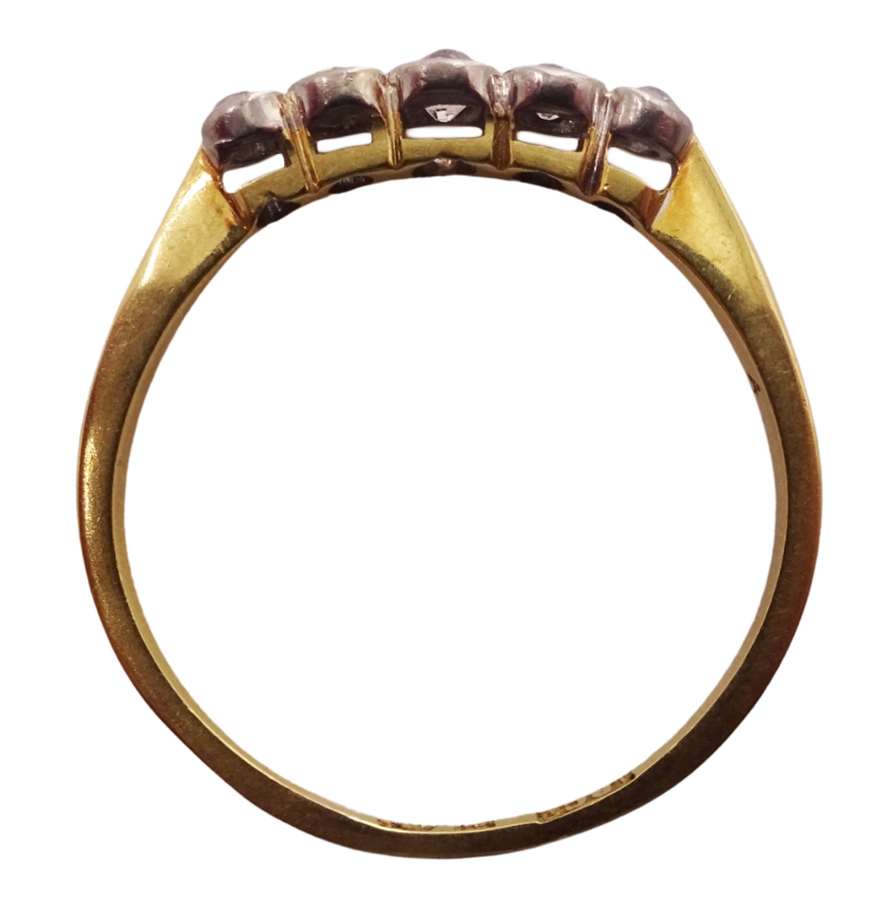 Early 20th century gold five stone old cut diamond ring, stamped 18ct Plat