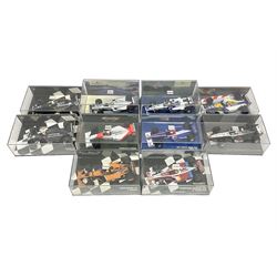 Pauls Model Art Minichamps Formula - ten 1:43 scale die-cast models of racing cars in plastic display cases (10)