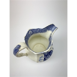 A 19th century blue and white printed jug, detailed with portraits of Richard Cobden, Esq MP and John Bright, Esq MP, and with allusions to the Repeal of the Corn Laws and Free Trade, H18cm. 