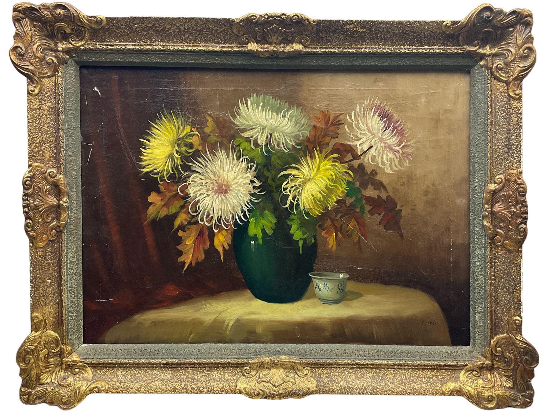 Dutch School (mid 20th century): Still Life of Flowers in a Vase, oil on canvas signed 'Cureken' 49cm x 68cm