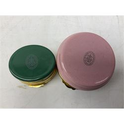 Three Sylvia Smith models of Old English Sheepdogs, Royal Orleans Pink Panther lidded box, two Crummels boxes and two Royal Worcester bird figures