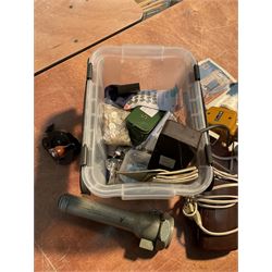 Two Singer sewing machines, model numbers 527 and 457, together with various Singer sewing machine parts, and a selection of sewing related accessories, to include threads, sewing needles, etc.