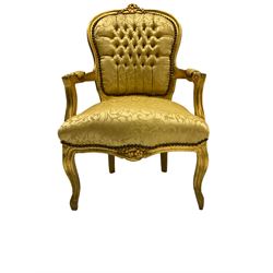 French style gilt armchair, upholstered seat and back