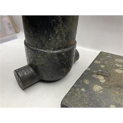 Black painted cast-iron muzzle loading mortar for round ball shot, 18th/19th century, approximately 9cm (3 1/2