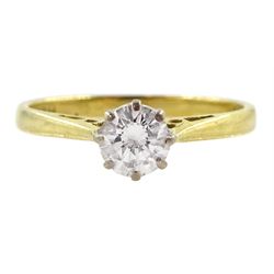 18ct gold single stone round brilliant cut diamond ring, London 1987, diamond approx 0.40 carat