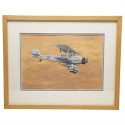 Keith Woodcock (British Contemporary): 'Vickers Vincent - at RAF Shaibah Iraq 1938', gouache signed, artist's labels verso 26cm x 38cm