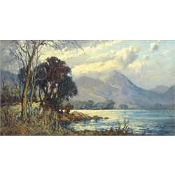  Robert Leslie Howey (British 1900-1981): 'Derwentwater and Causey Pike', impasto oil on board signed, titled verso 50cm x 90cm  DDS - Artist's resale rights may apply to this lot    