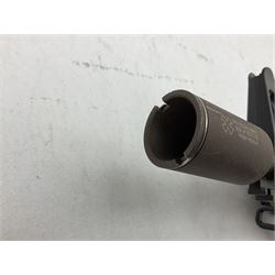 Combat Machine lithium battery powered airsoft BB rifle, 'Complete AEG Series' to fire 5mm pellets, with adjustable length stock L69cm non-extended; with six magazines, Trijicon ACOG red dot telescopic sight, battery charger etc (NO BATTERIES)