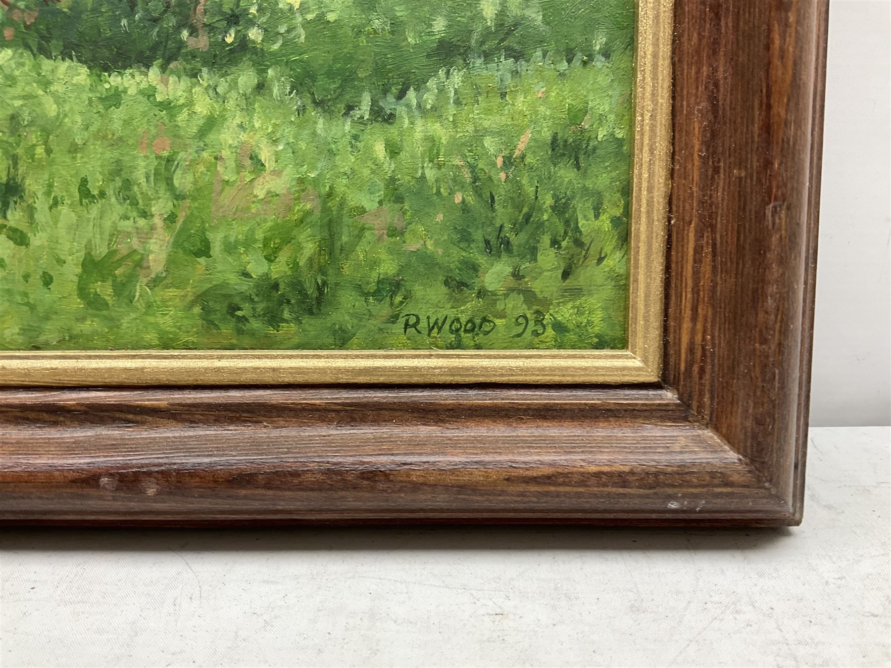 Robert Wood (British 20th century): 'The Lane Silpho' & two other North Yorkshire Farm scenes, three oils on canvas & board signed and dated (19)89/92/93, 28cm x x 44cm diminishing (3)