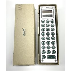 Lexon Stamp Design eight digit liquid crystal display calculator designed by J.M. Massaud H15.5cm; in original box with paperwork