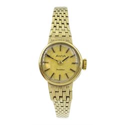 Avia 9ct gold ladies manual wind bracelet wristwatch, hallmarked