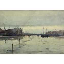 Frank Henry Mason (Staithes Group 1875-1965): 'Whitby' Harbour at High Tide, watercolour signed titled and dated '97, 23cm x 34cm