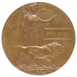 WWI bronze Death Plaque in memory of Henry Rowden