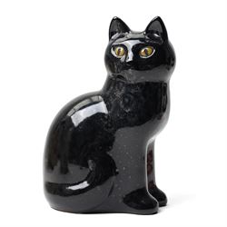 Lisa Larson (1931-2024) for Gustavberg, set of three stoneware cats, in black and grey colourways, larger H35.5cm smaller H21cm (3)