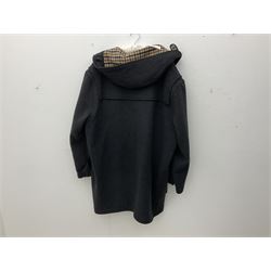 Men's Aquascutum lambs wool herringbone tweed coat with silk lining, 46 Reg, together with a further Men's Aquascutum grey wool duffle coat, with cheque lining and horn buttons, 46