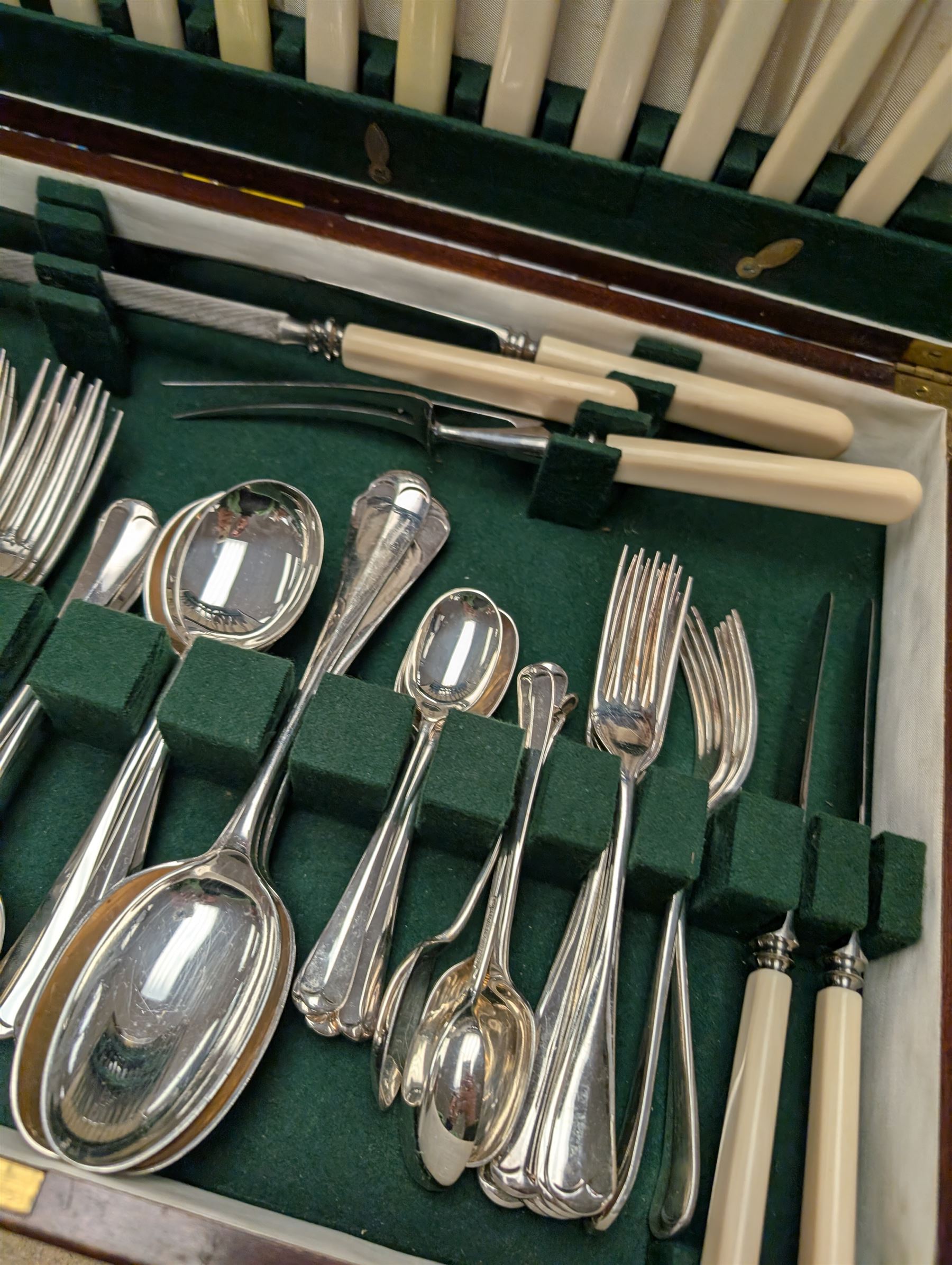 Cased canteen of cutlery, containing items by various makers 