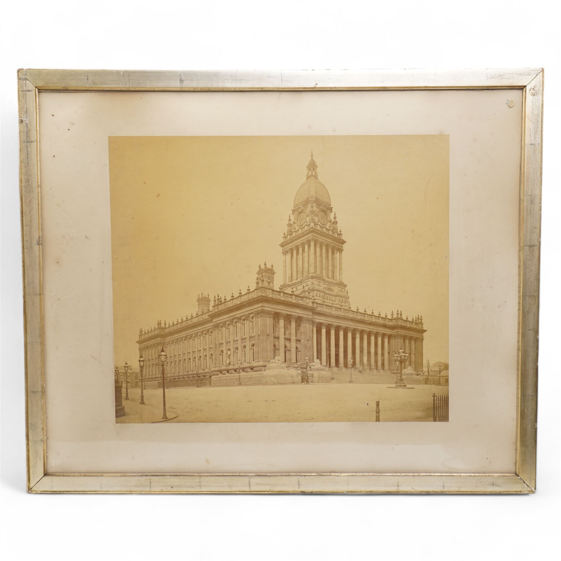 Large 19th century photograph of Leeds Town Hall , framed 78cm x 95cm overall