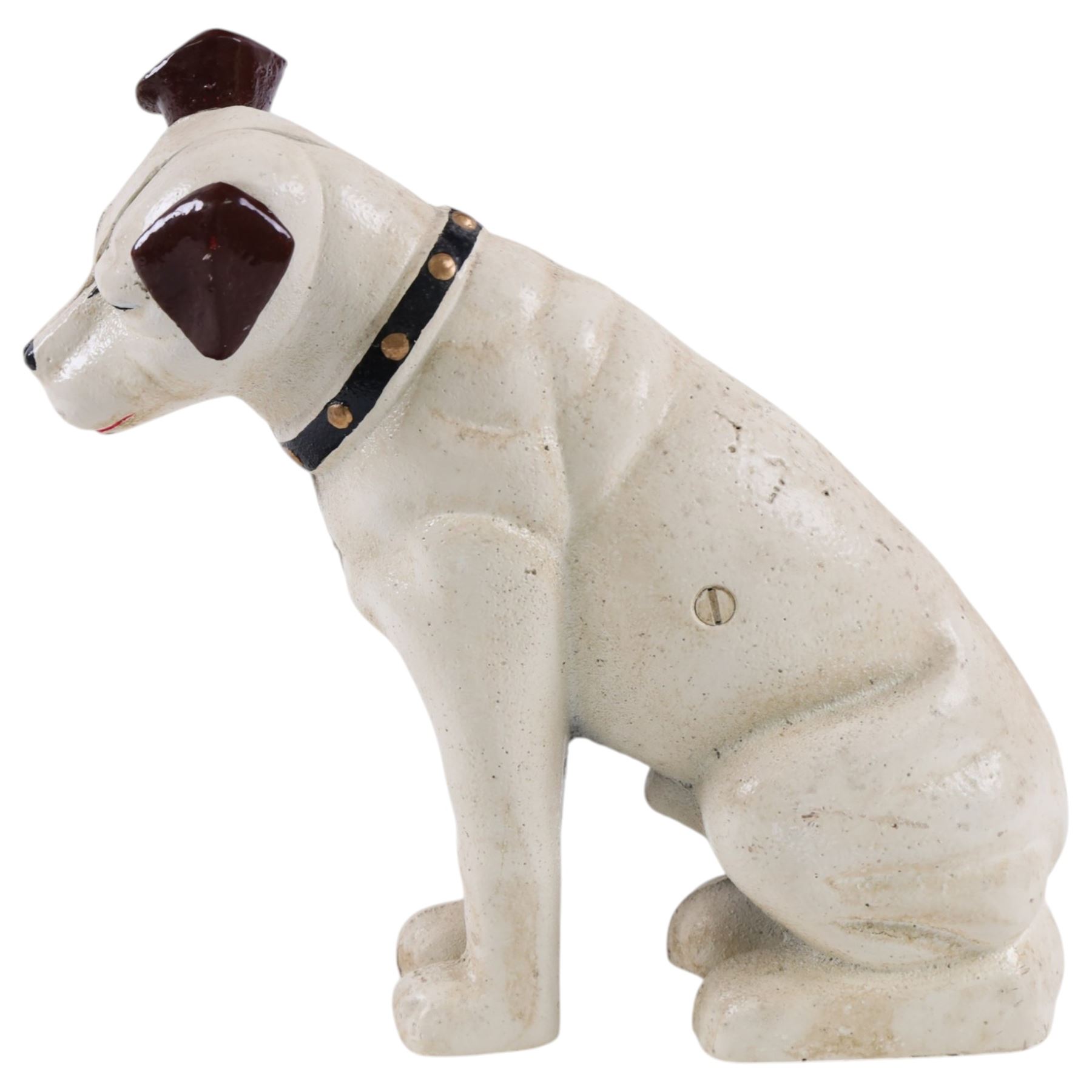 Cast iron replica Nipper dog money box, H26cm