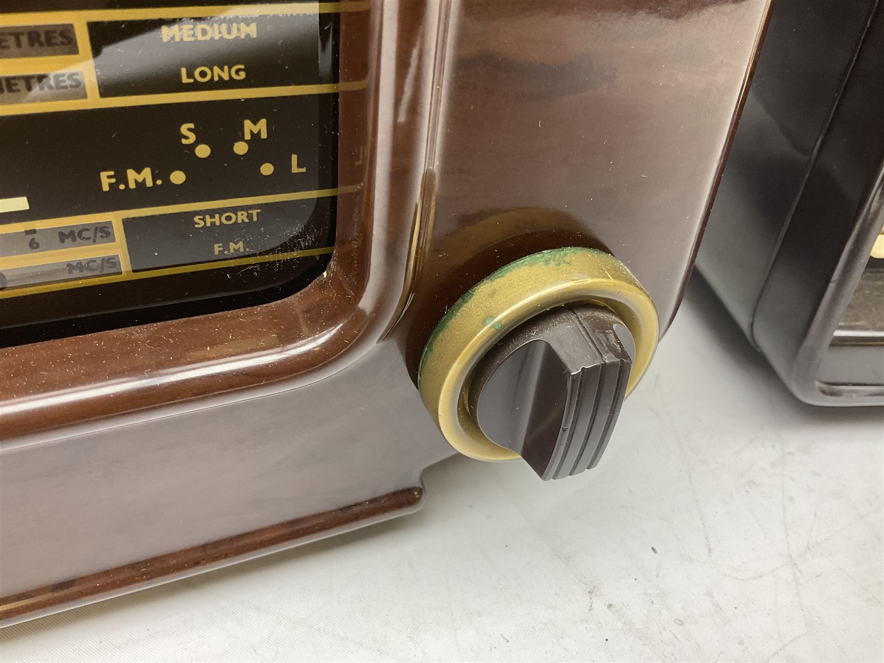 1950s Philips valve radio model B3G63A in brown Bakelite case, W42cm D21cm H30cm, together with 1950s Cossor Melody Maker model 524 radio and 1950s Grundig model 2041, tallest H35.5cm
