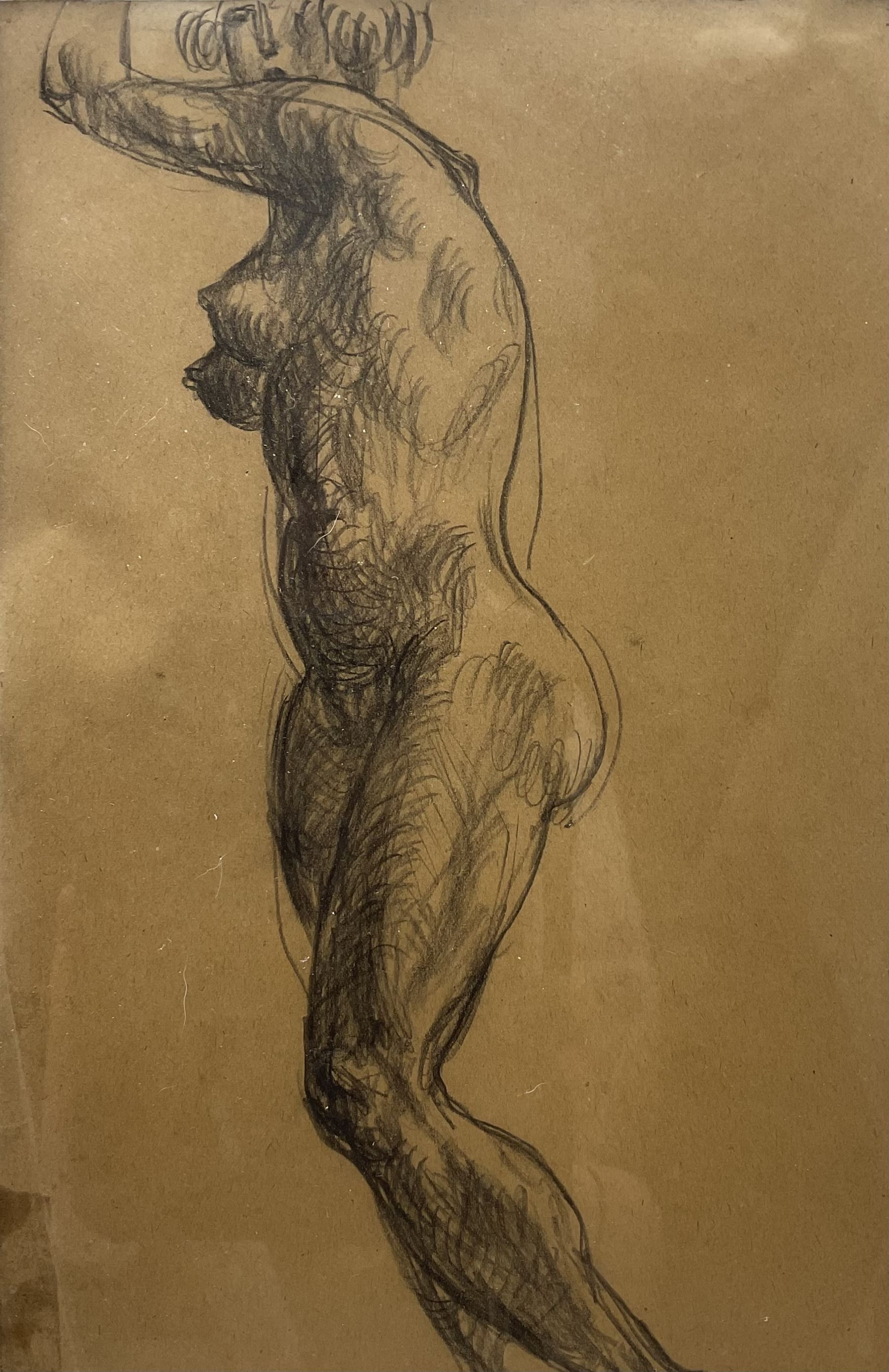John Christopher 'Kit' Wood (British 1901-1930): Female Nude, charcoal on buff paper unsigned 30cm x 19cm 
Provenance: private collection; exh. 'Christopher Wood - Exhibition of Complete Works', New Burlington Galleries, London, March - April 1938, facsimile labels verso