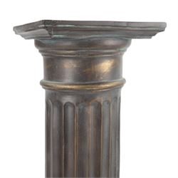 Austin Productions Art Nouveau style sculpture 'La Grace' after Eugene Marioton, signed and with impressed marks, together with similar composite figure of a nude figure on a rock and a pillar, pillar H77cm