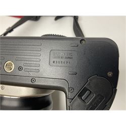 Canon EOS 50e camera body, serial no 8305671 with 'Canon Zoom EF 35-135mm 1:4-5.6' lens together with Halina 35X super camera body, with 'Halina Anastigmat f.c. 1:3.5 f=45mm' lens and other camera equipment 