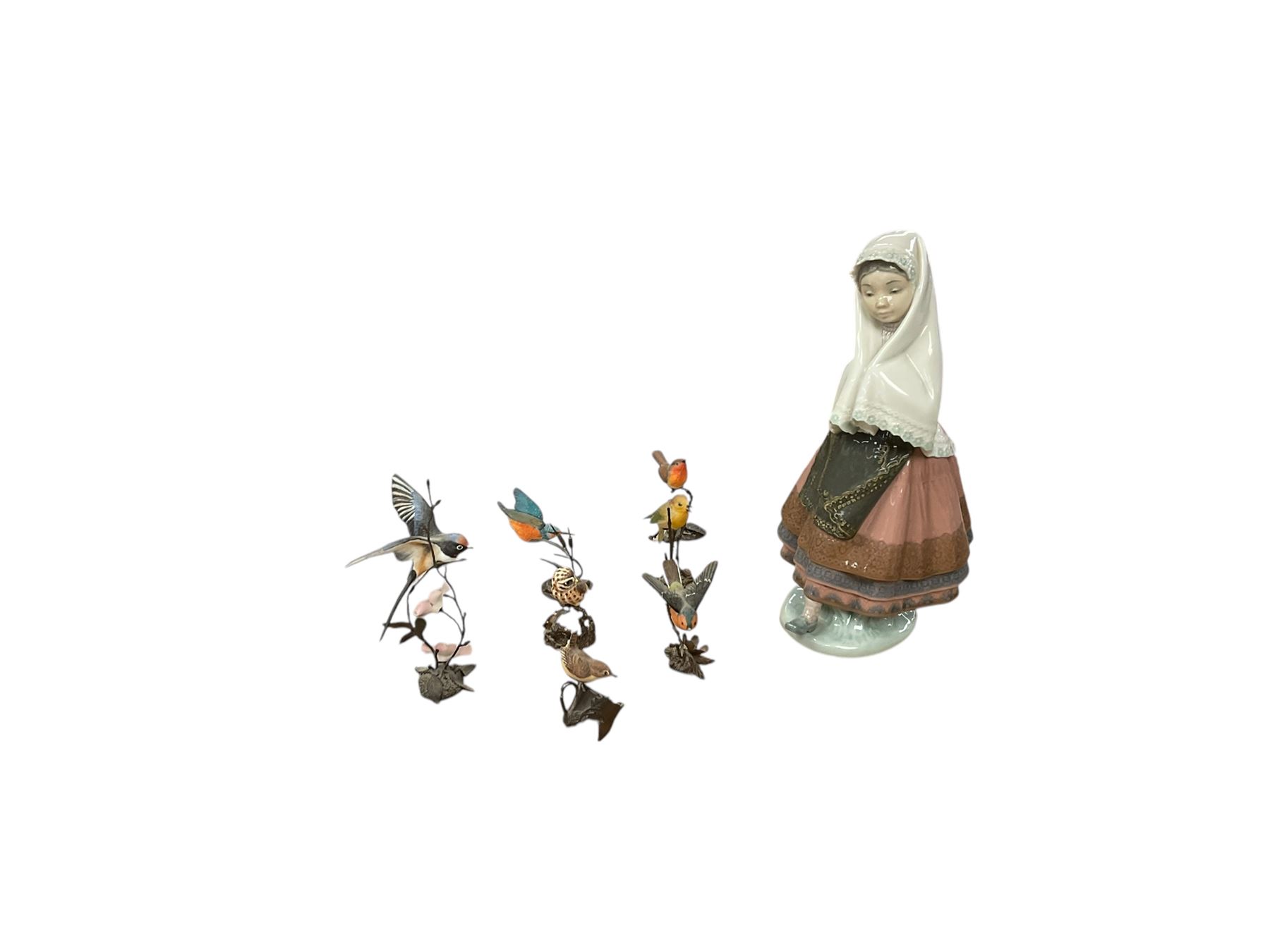 Lladro figure Festival Time No. 5053, together with various Border Fine Arts and other bird figures 