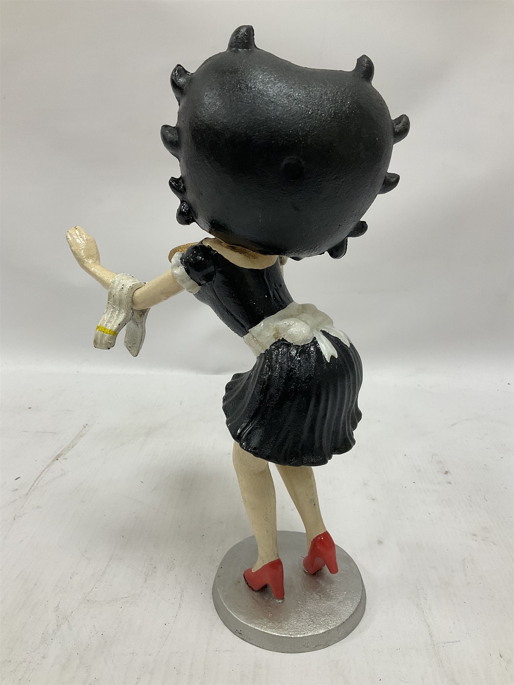 Cast metal Betty Boop, holding a waitress tray, H30cm