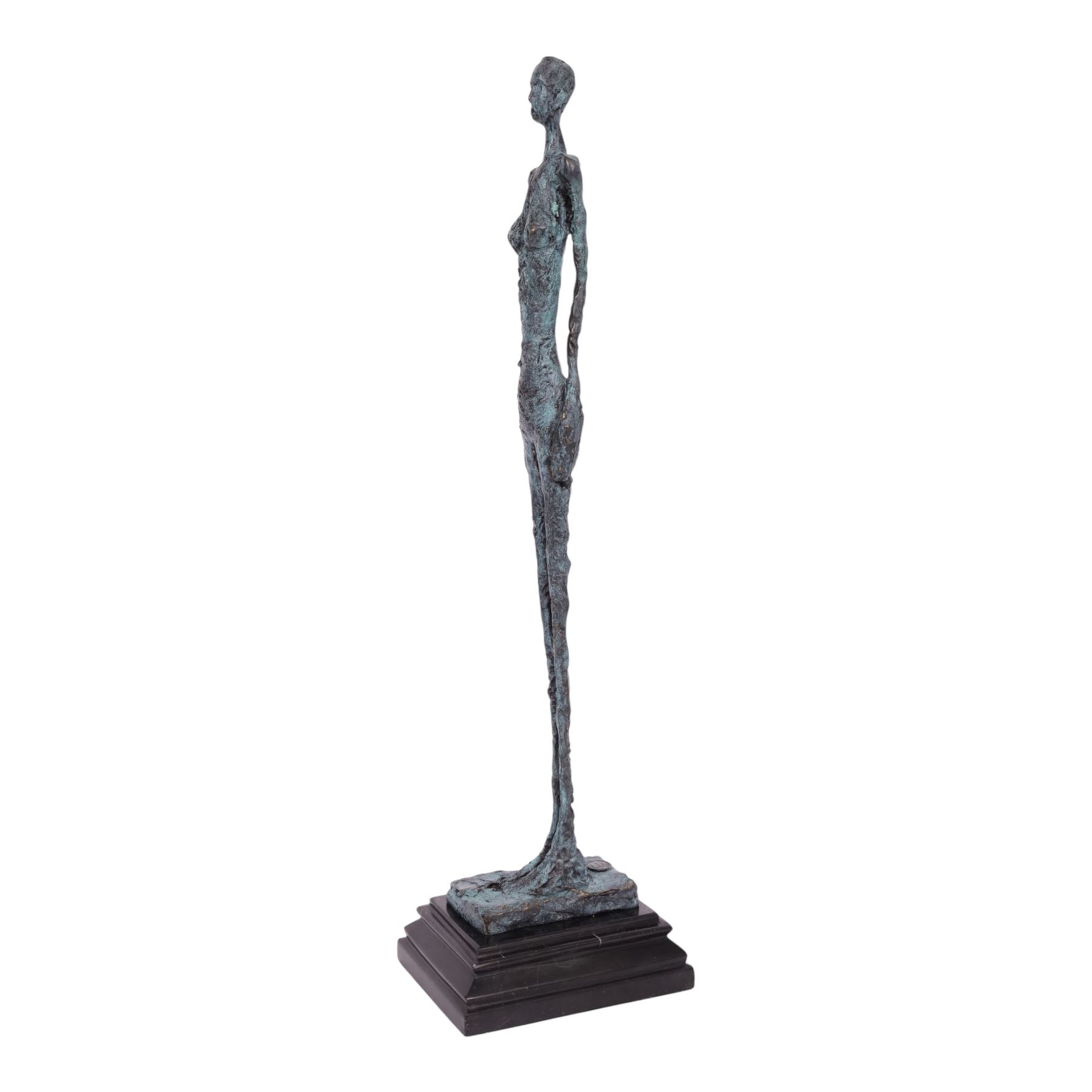 After Alberto Giacometti - Femme Venise bronze upon a stepped marble base, overall H50cm