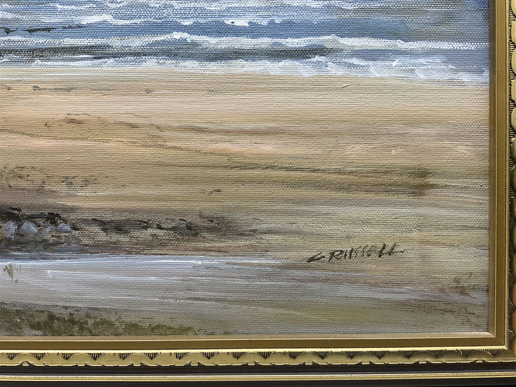 Colin Russell (Northern British 1932-2009): Robin Hood's Bay, oil on canvas signed 49cm x 74cm 