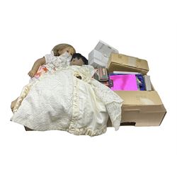 Collection of Christmas decorations, table ornaments, etc, together with two dolls, etc