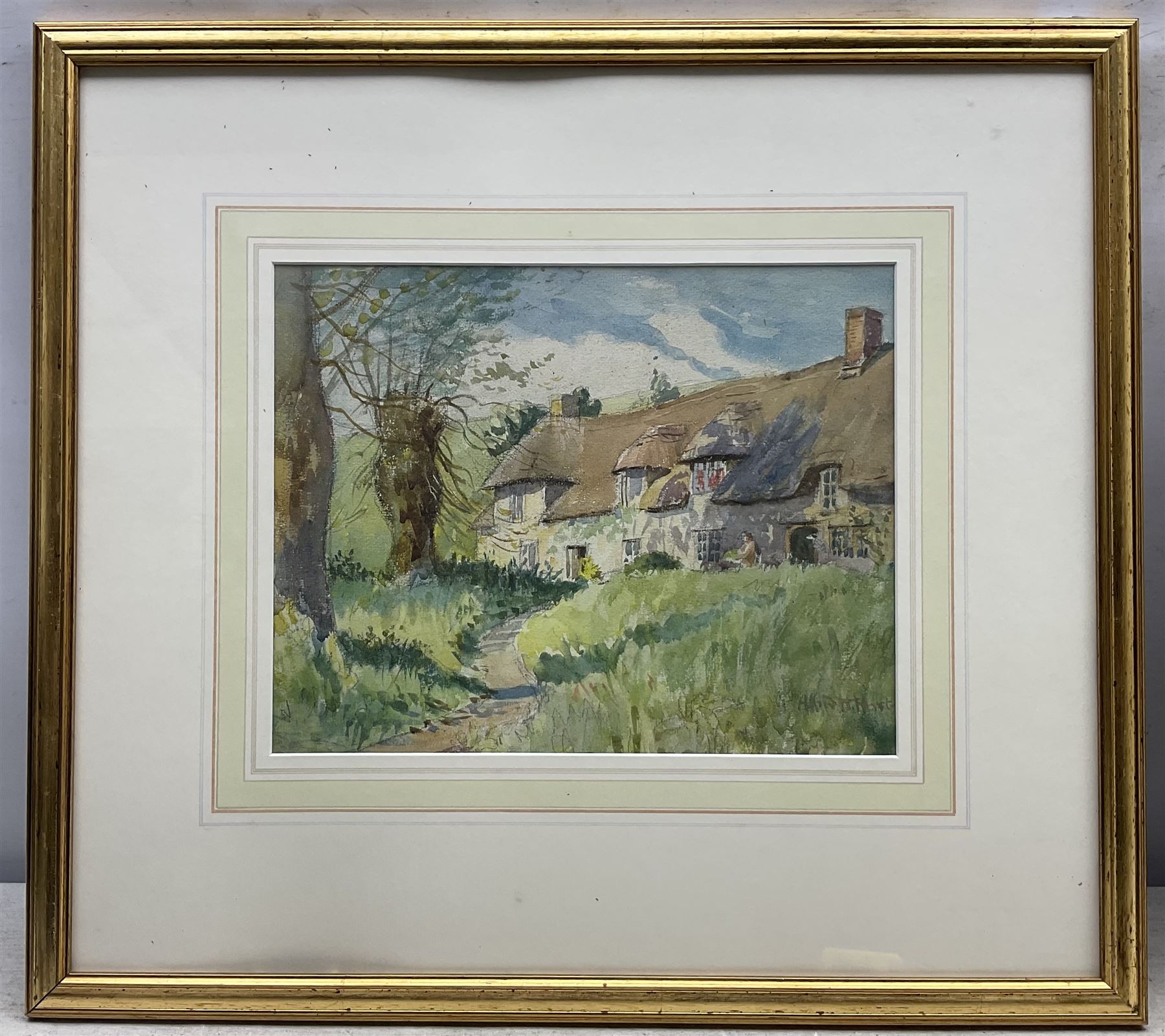 Alfred Henry Hart (British 1866-1953): Countryside Cottage Scenes, set of three watercolours signed, largest 23cm x 29.5cm (3)