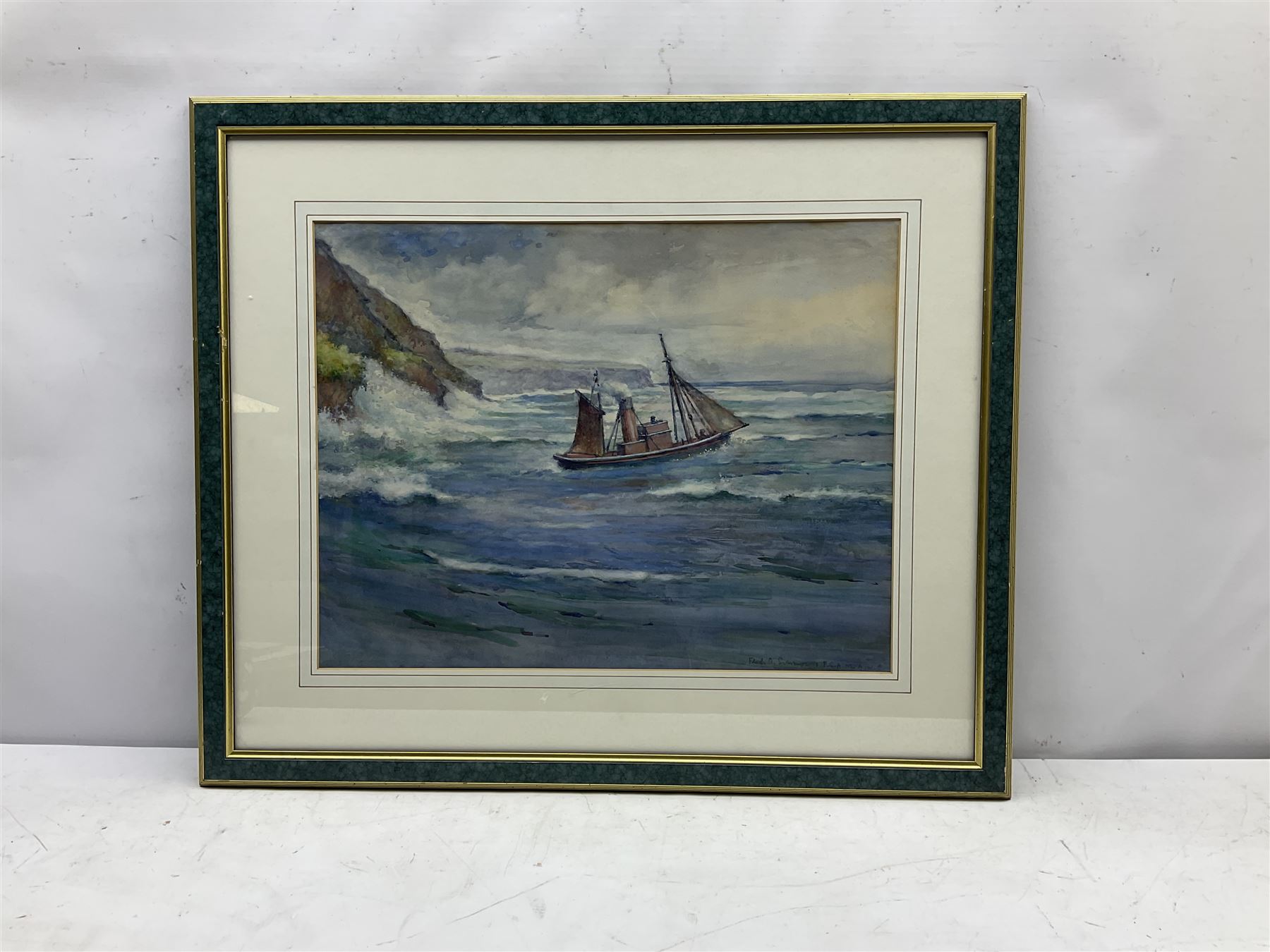 Fred A Simmonds (British 20th century): 'A Rough Sea Whitby', watercolour signed, titled verso 37cm x 48cm