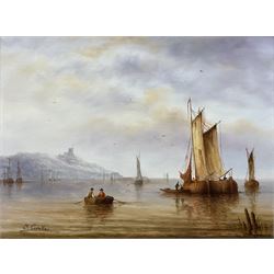 Ronald Cavalla (British 1940-): Boats in a Calm, oil on canvas signed 30cm x 40cm