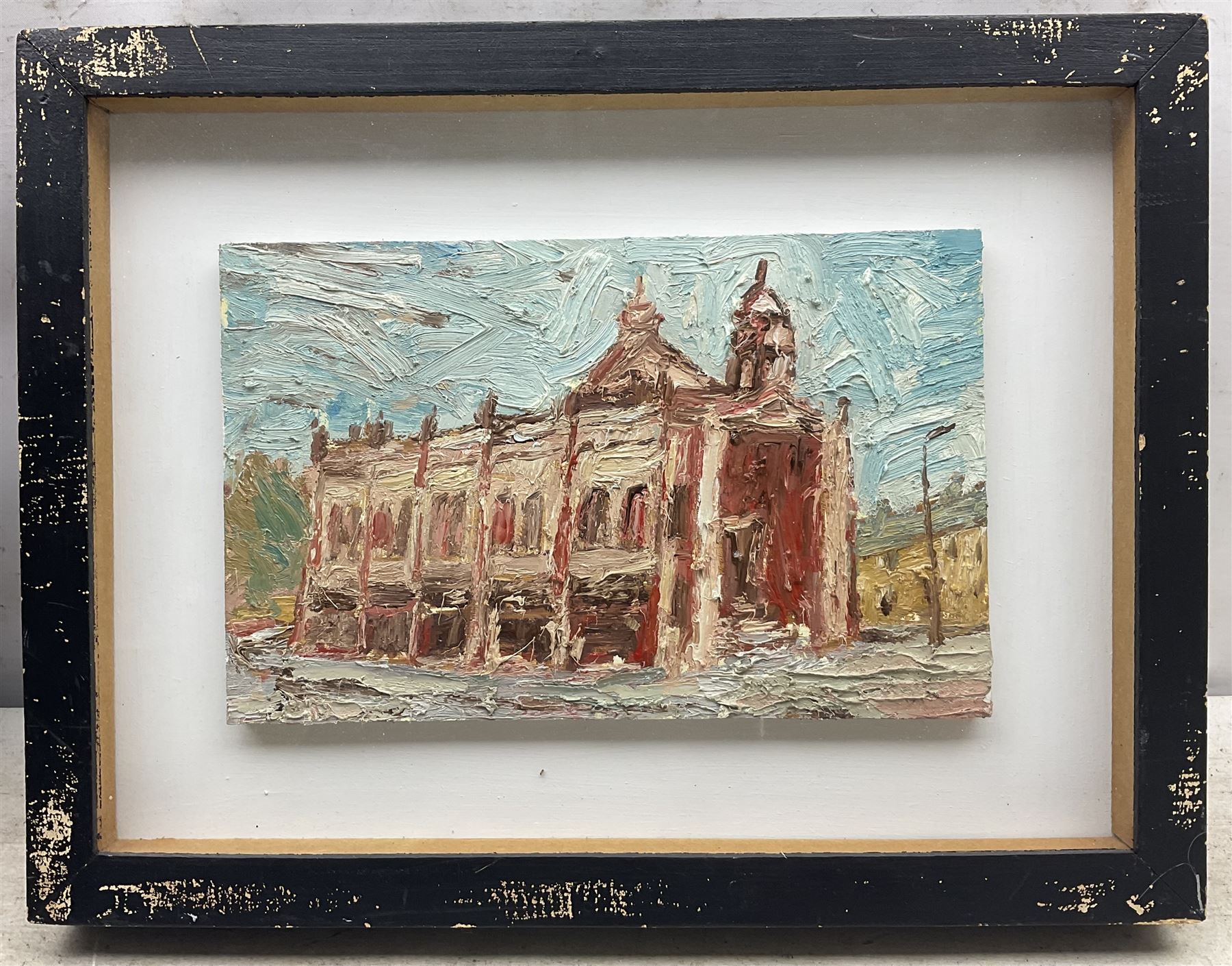 Barry De More (Yorkshire 1948-2023): 'Town Hall - Elland', oil on board, signed titled and dated 2010 verso 17cm x 27cm 