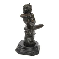 After Felix Maurice Charpentier, 'L`Etoile Filante', bronze sculpture of a female nude, with cast signature and J.B. Deposee foundry mark, upon canted marble base, H30cm