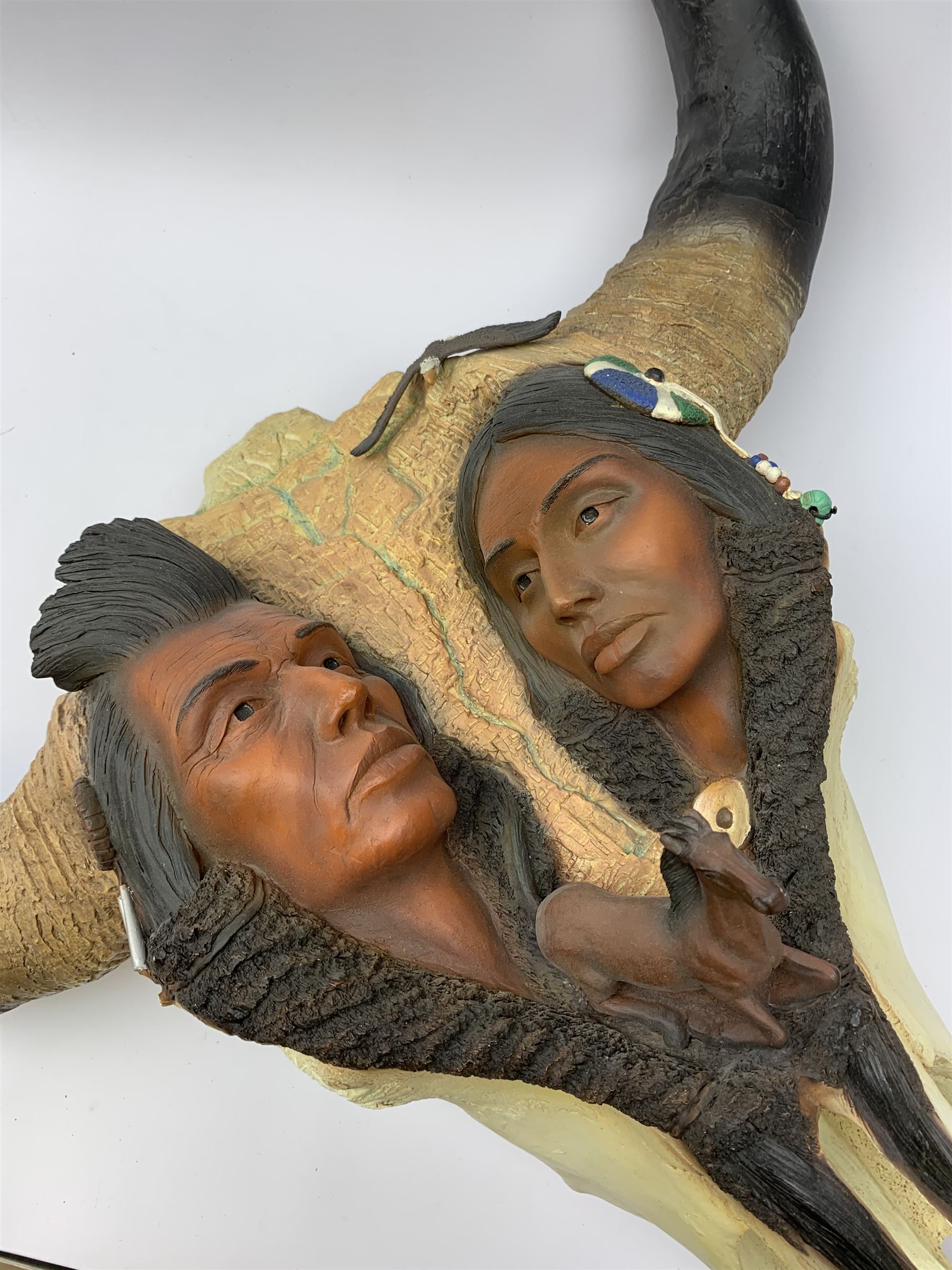 Large limited edition buffalo skull sculpture by Neil J. Rose and Gary Rose titled 'Spirit of the Plains' no. 106/1500, W62cm