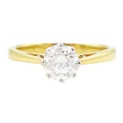18ct gold single stone diamond ring, hallmarked, diamond 0.75 carat